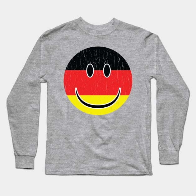 Smiley Germany Flag Fan German Fan Gift Long Sleeve T-Shirt by atomguy